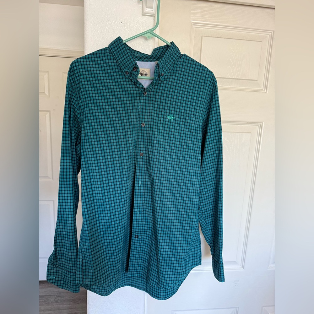 Dockers Teal Checkered Casual Shirt